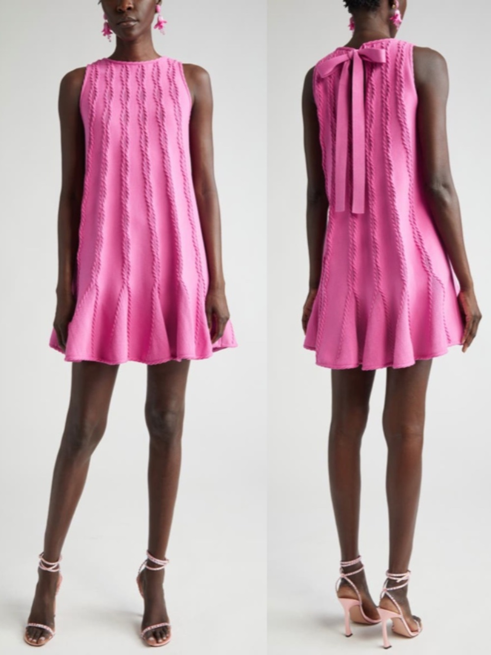 Oscar de la Renta Braid Detail Sleeveless Trapeze Mini Sweater Dress Medium NEW